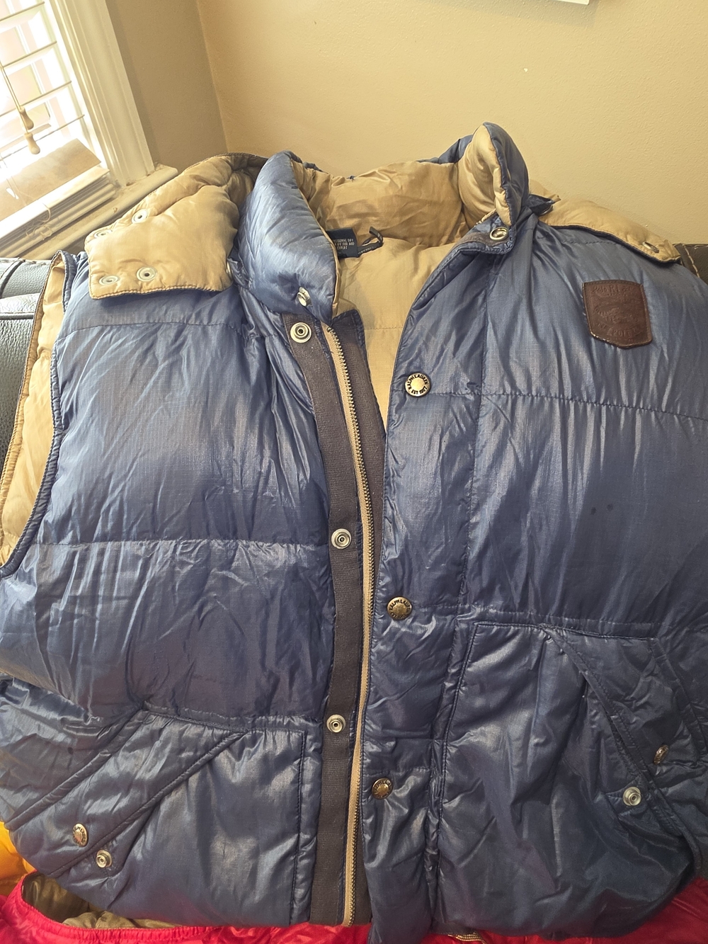 Ralph Lauren Blue and Tan Puffer Vest for Men